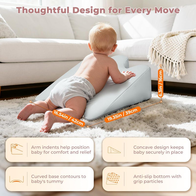 EKEPE Nursing Reflux Prop for Baby Gas, Colic Relief & Burp, Tummy Time Pillow for Feeding, Neck, Shoulder and Body Support, Activity Support for Newborns and Infant 0-12 Months - Grey - Image 4